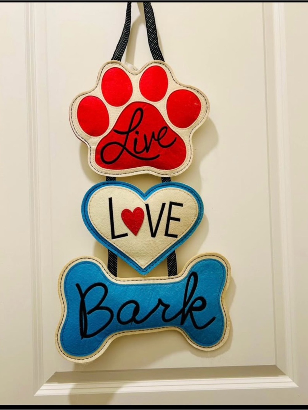 Red and Blue Live Love Bark Door Hanging Wall Decor